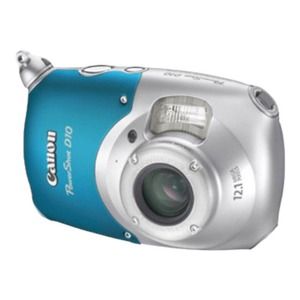 Canon PowerShot D10 12.1MP Digital Camera, Silver/Blue W/Battery & Charger Works